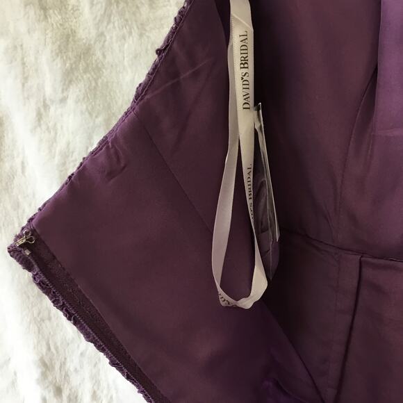 David's Bridal Dark Purple Strapless Lace Dress - Picture 11 of 14